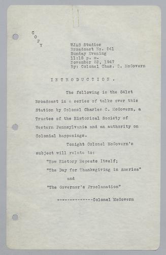 #541: Thanksgiving in America, The Governor’s Proclamation