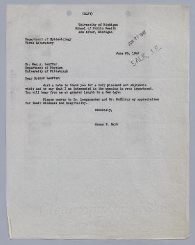 Jonas Salk to Max Lauffer