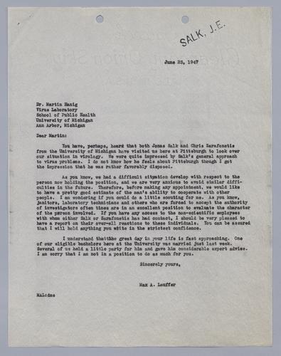 Max Lauffer to Martin Hanig