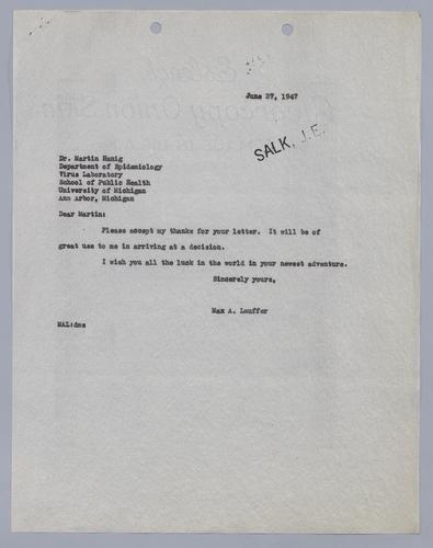 Max Lauffer to Martin Hanig