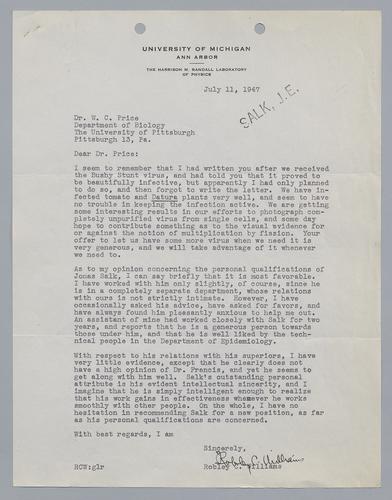 Robley C. Williams to W.C. Price