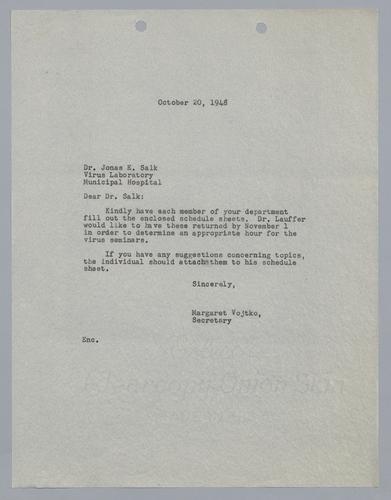 Margaret Vojtko to Jonas Salk