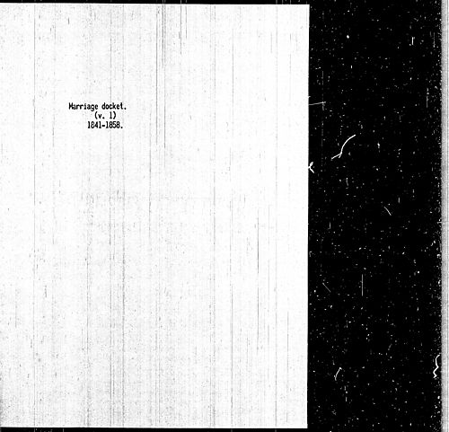 Marriage Docket, Volume 1