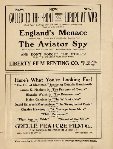 Pittsburgh moving picture bulletin