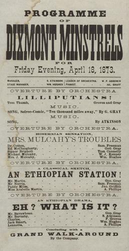 Broadside, Dixmont Minstrels