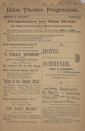 Theatre program - The Dagger and the Cross with Robert B. Mantell