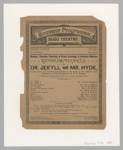 Theatre program - Dr. Jekyll and Mr. Hyde with Richard Mansfield