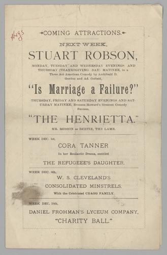 Theatre program - Virginius with Frederick Warde and Elizabeth Crocker Bowers