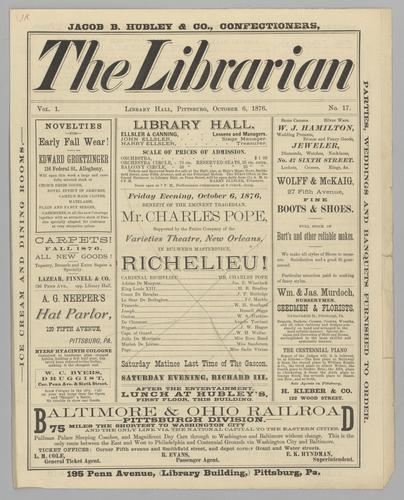Theatre program - Richelieu! with Mr. Charles Pope