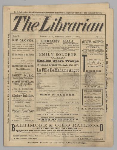 Theatre program - La Fille De Madame Angot with Miss Emily Soldene