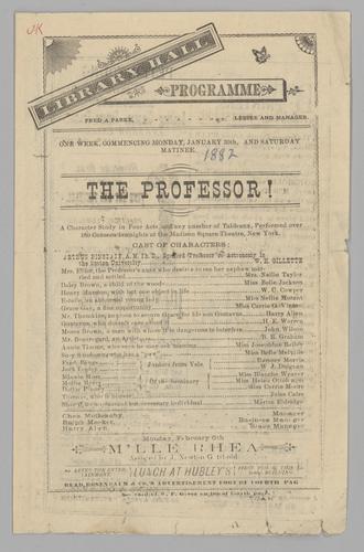 Theatre program - The Professor! with W.H. Gillette