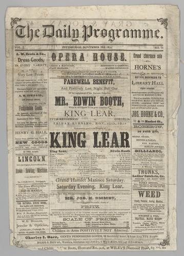 Theatre Program - King Lear with Edwin Booth