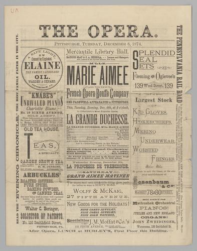 Opera program - La Grande Duchesse with Marie Aimee and the French Opera Bouffe Company