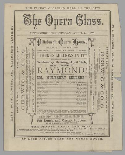 Theatre program - Col. Mulberry Sellers! with John T. Raymond