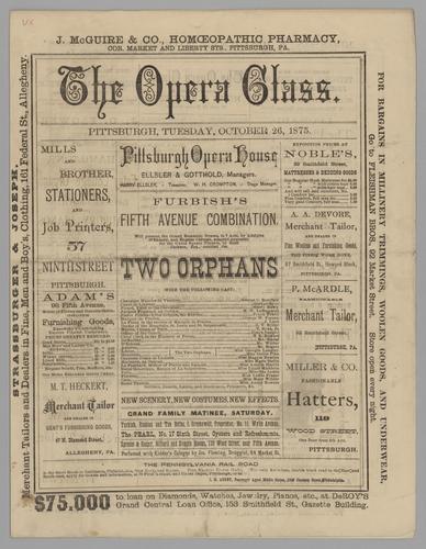 Theatre program - Furbish's Fifth Avenue Combination in Two Orphans