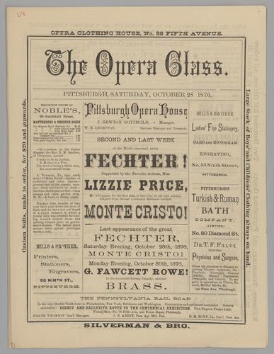 Theatre program - Monte Cristo with Charles Fechter and Lizzie Price