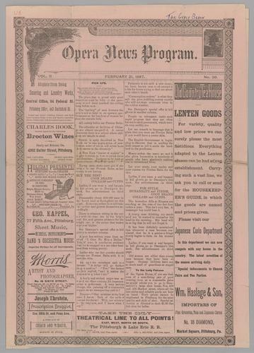 Opera program - The Conried English Opera Company in The Gypsy Baron with Laura Bellini