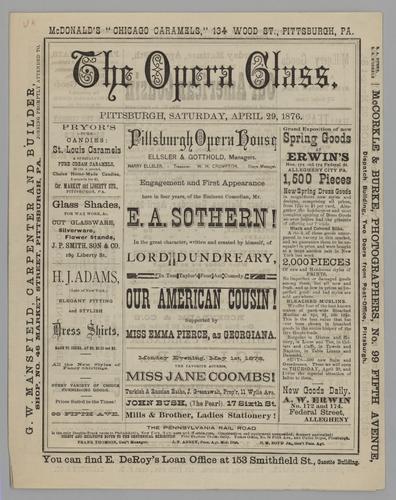 Theatre program - Our American Cousin! with E.A. Sothern