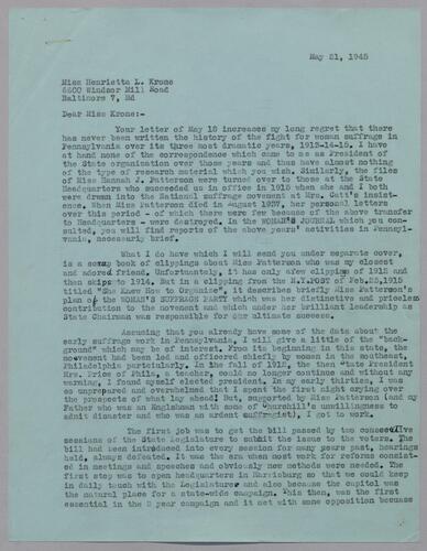 Suffrage Movement, Correspondence