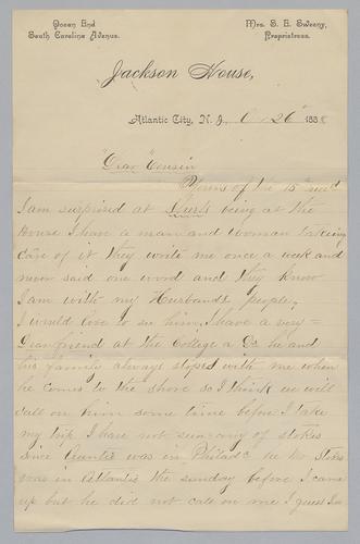 Correspondence, to Dear Cousin (Cousin Sadie)