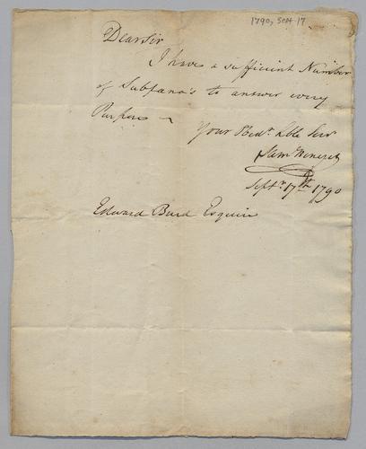 W. Benezet to Edward Burd