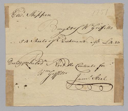 Edward Shippen Receipts