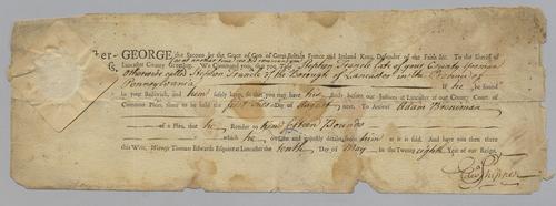 Arrest warrant issued for Stephen Trancle by Edward Shippen