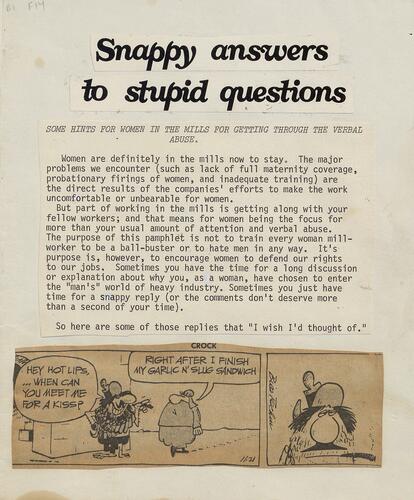 "Snappy Answers to Stupid Questions"