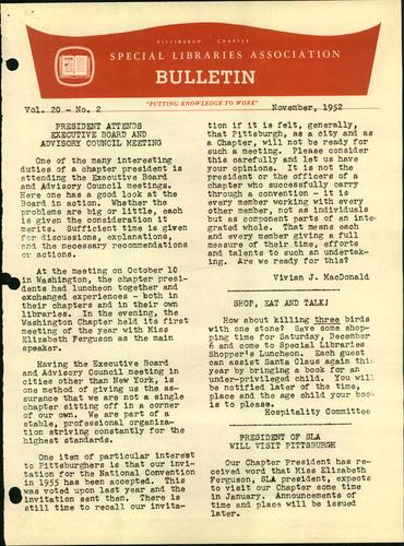 Pittsburgh Chapter bulletin