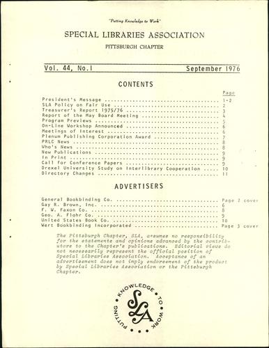 Pittsburgh Chapter bulletin