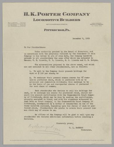 Stockholder form letters,