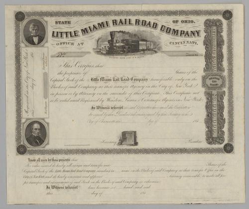 Little Miami Railroad Company Stock Certificate