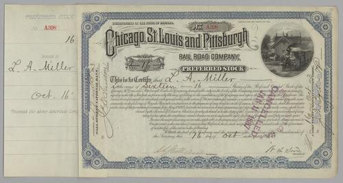 Chicago, St. Louis and Pittsburgh Railroad Company Stock Certificate