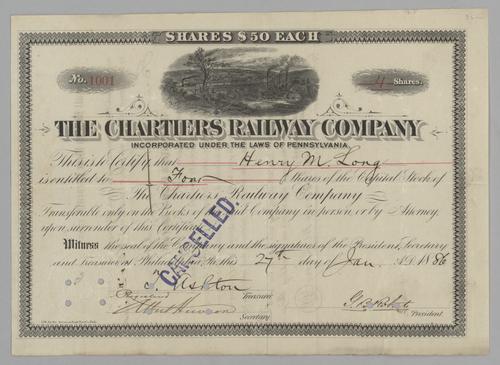 Chartiers Railway Company Stock Certificate