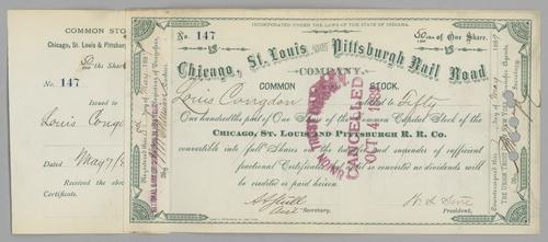 Chicago, St. Louis and Pittsburgh Railroad Co. Stock Certificate