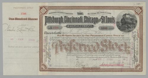 Pittsburgh, Cincinnati, Chicago and St. Louis Railway Company Stock Certificate
