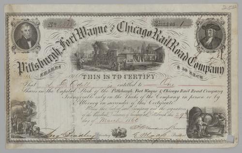 Pittsburgh, Fort Wayne and Chicago Railroad Co. Stock Certificate
