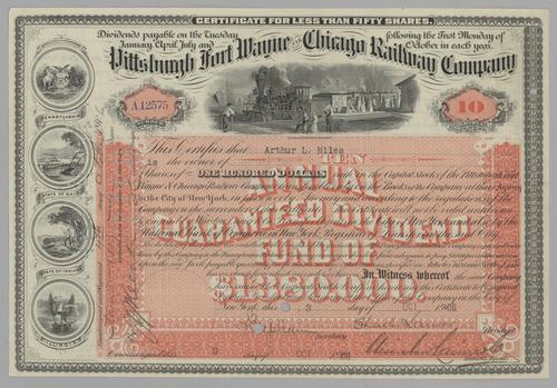 Pittsburgh, Fort Wayne and Chicago Railroad Co. Stock Certificate