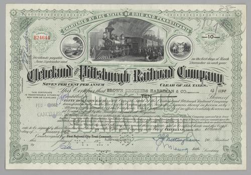 Cleveland and Pittsburgh Railroad Co. Stock Certificate