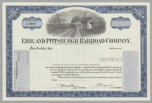 Erie and Pittsburgh Railroad Company Stock Certificate