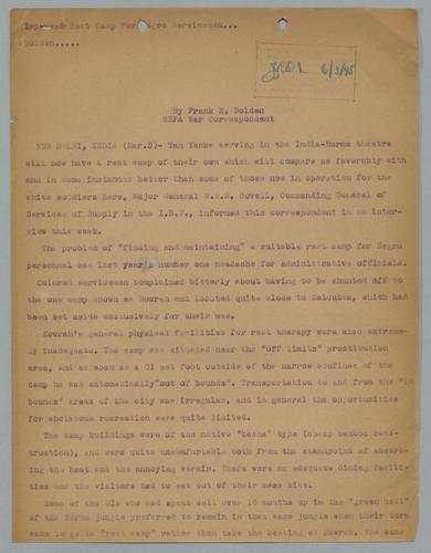 Draft of "improved Rest Camp For Negro Servicemen"