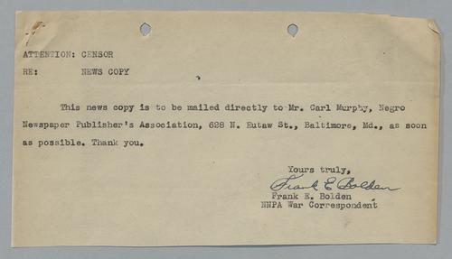 Draft of "Colonial Troops Prominent in Burma Campaign"