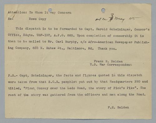 Draft of "Service Units Behind Success of Burma Campaign"