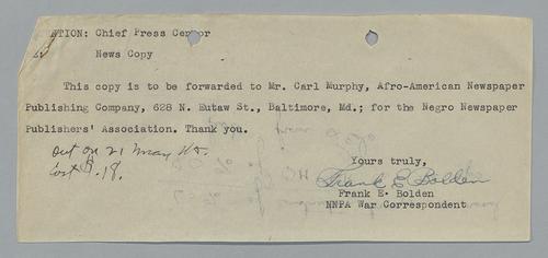 Draft of "Negro QM Depot Unit First to Be Based in China"