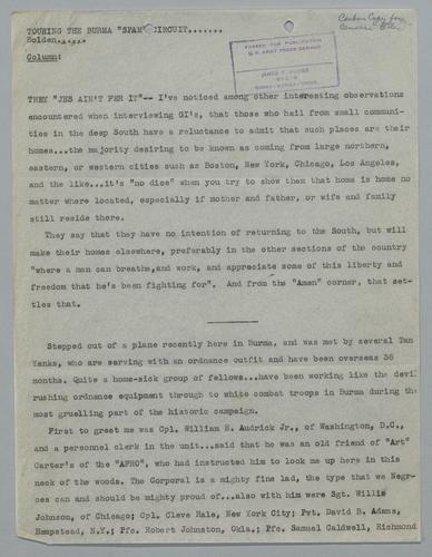 Draft of "Touring the Burma 'Spam' Circuit: They 'Jes Ain't fer It'"