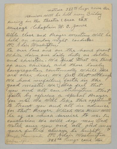 "Message [to Wives Back Home on Behalf of Soldiers]"