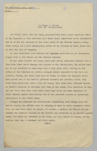 "The Japanese's Fatal Error"