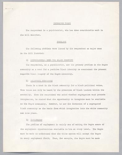 Interview #3--Psychiatrist working in the Hill District