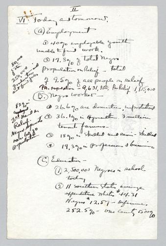 Outline, subject: Employment, Education, Health, Housing, and Voting of Black Citizens