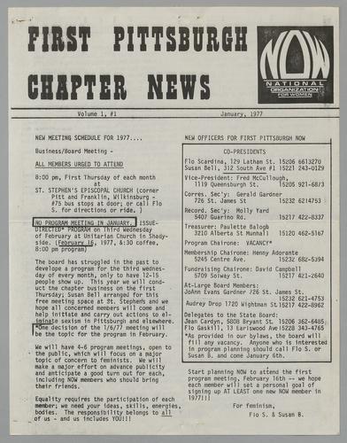 National Organization for Women, Greater PGH Area Chapter, Joint Pittsburgh Area Newsletter